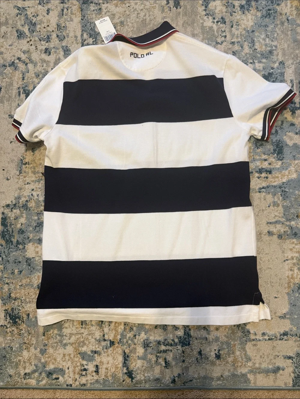 Polo by Ralph Lauren Navy & White Striped USA Polo